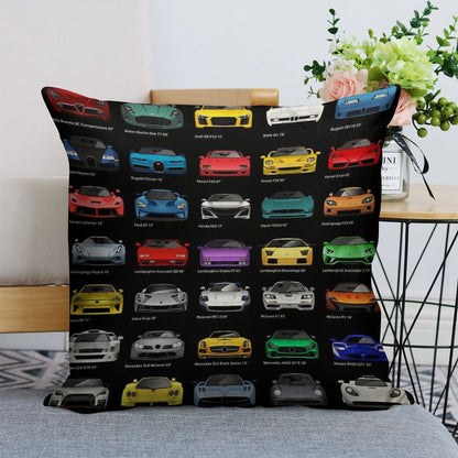 Super Cars (B) Linen Throw Pillow Cover