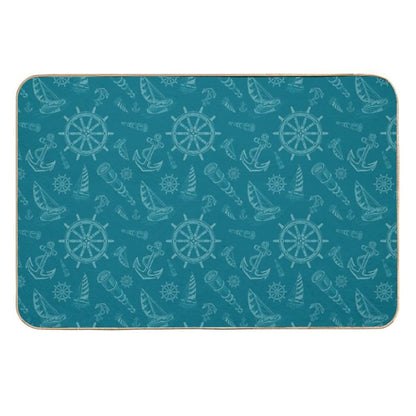 New Nautical Sketches Tone on Tone Using Florida Color Palette by Benjamin Moore- Naples Blue  Absorbent Bath Mat