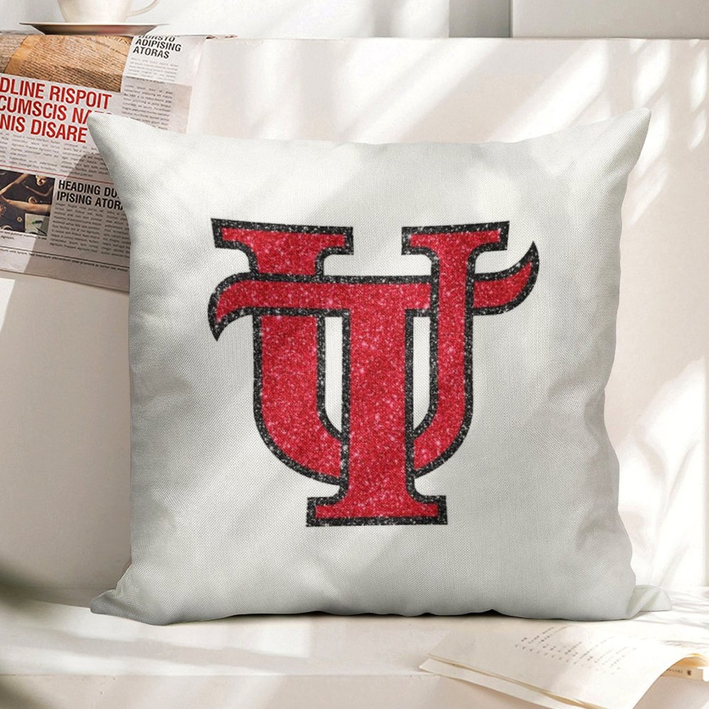 Utampa Glitter Logo Linen Throw Pillow Cover