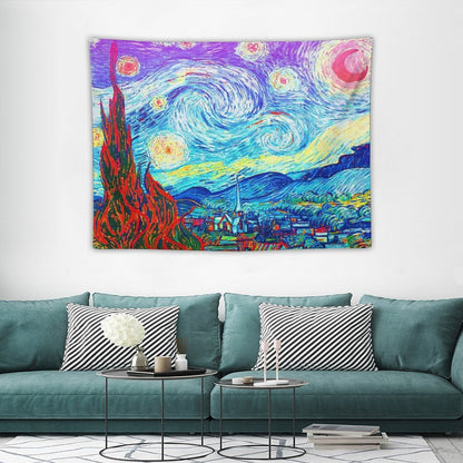 Psychedelic Colorful Starry Night Abstract Van Gogh Tapestry