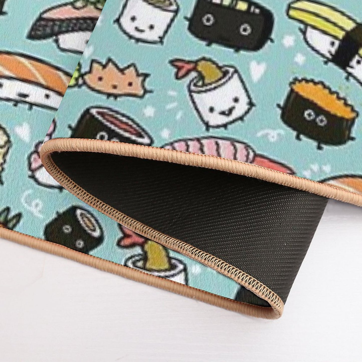 Cute Sushi Pattern  Kawaii Sushi Characters Bath Mat