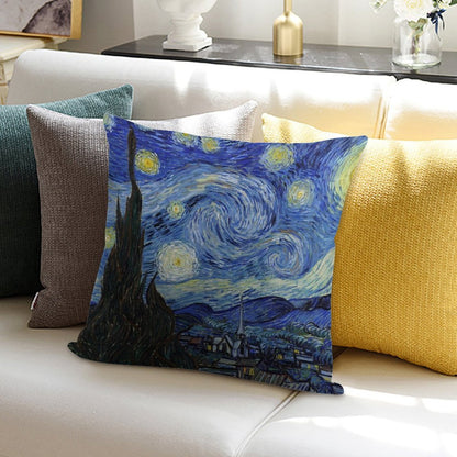 Starry Night - Vincent Van Gogh Soft Luxury Feel Throw Pillow