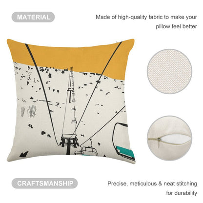 Ski Linen Throw Pillow Cover
