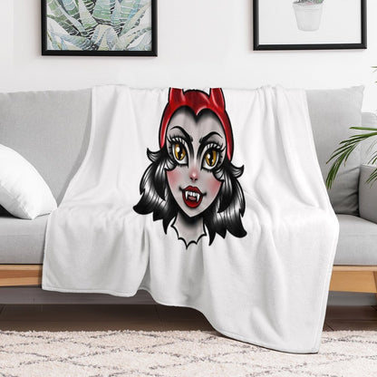 American Traditional Devil Lady Throw Blanket