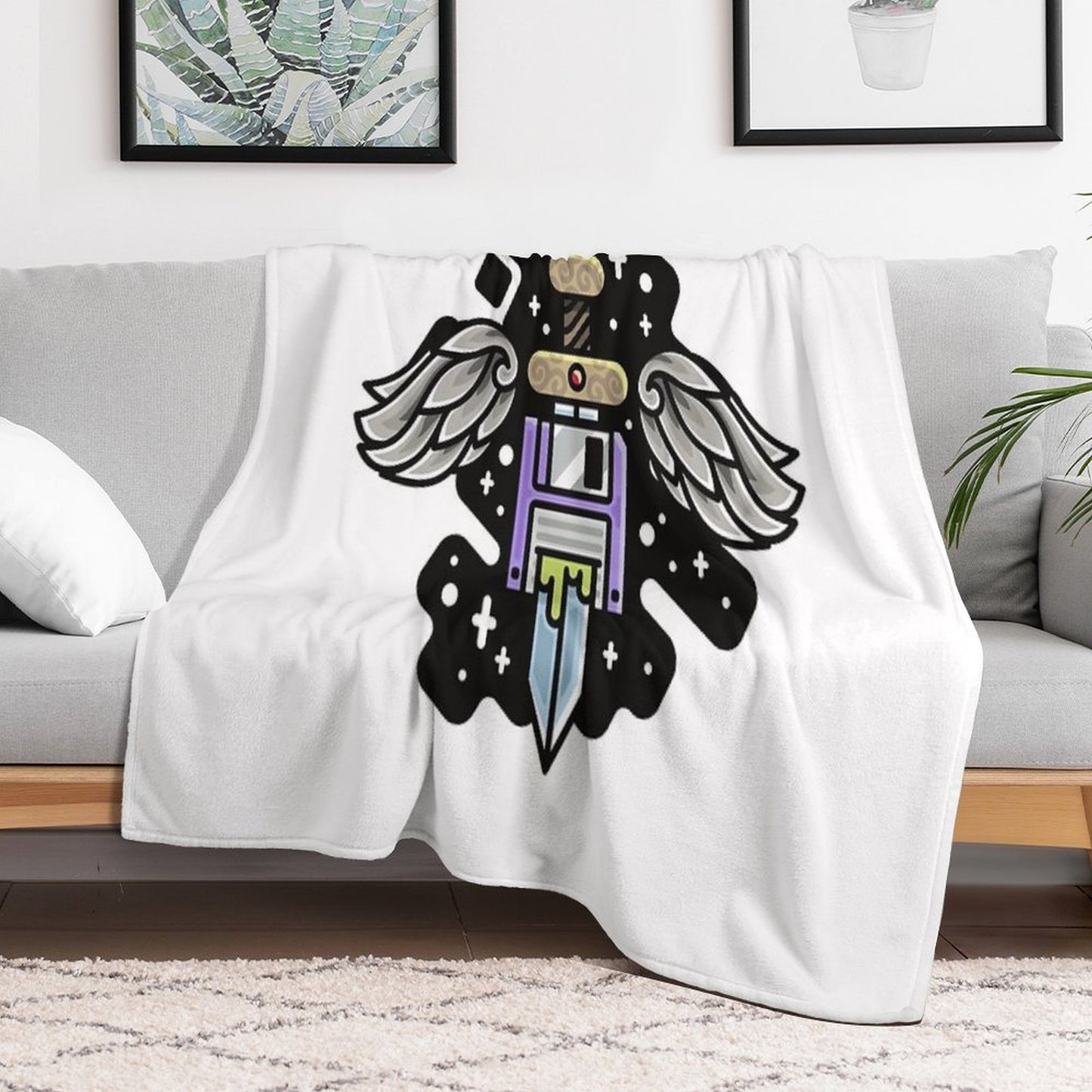 Wings Floppy Sword Throw Blanket