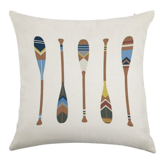 Painted Oars Linen Throw Pillow Cover