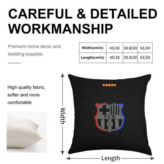 Barca Away 2024-25 Black Linen Throw Pillow Cover
