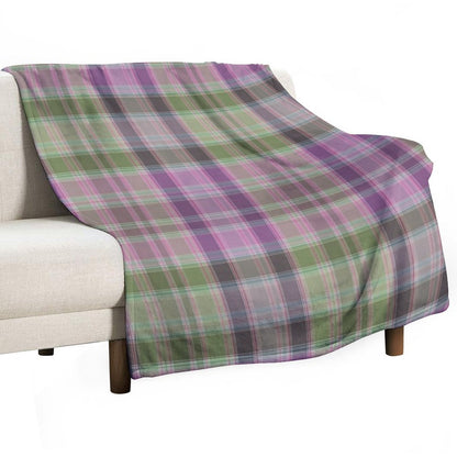 Green And Lilac Tartan Plaid. Throw Blanket