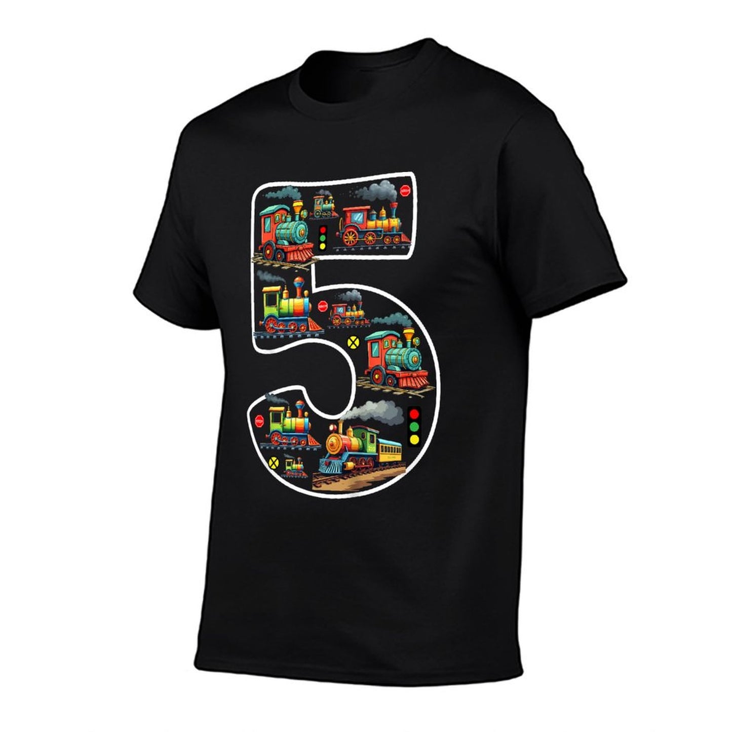 Kids 5 Year Old Boy Trains Birthday 5th Birthday Locomotive Train T-Shirt
