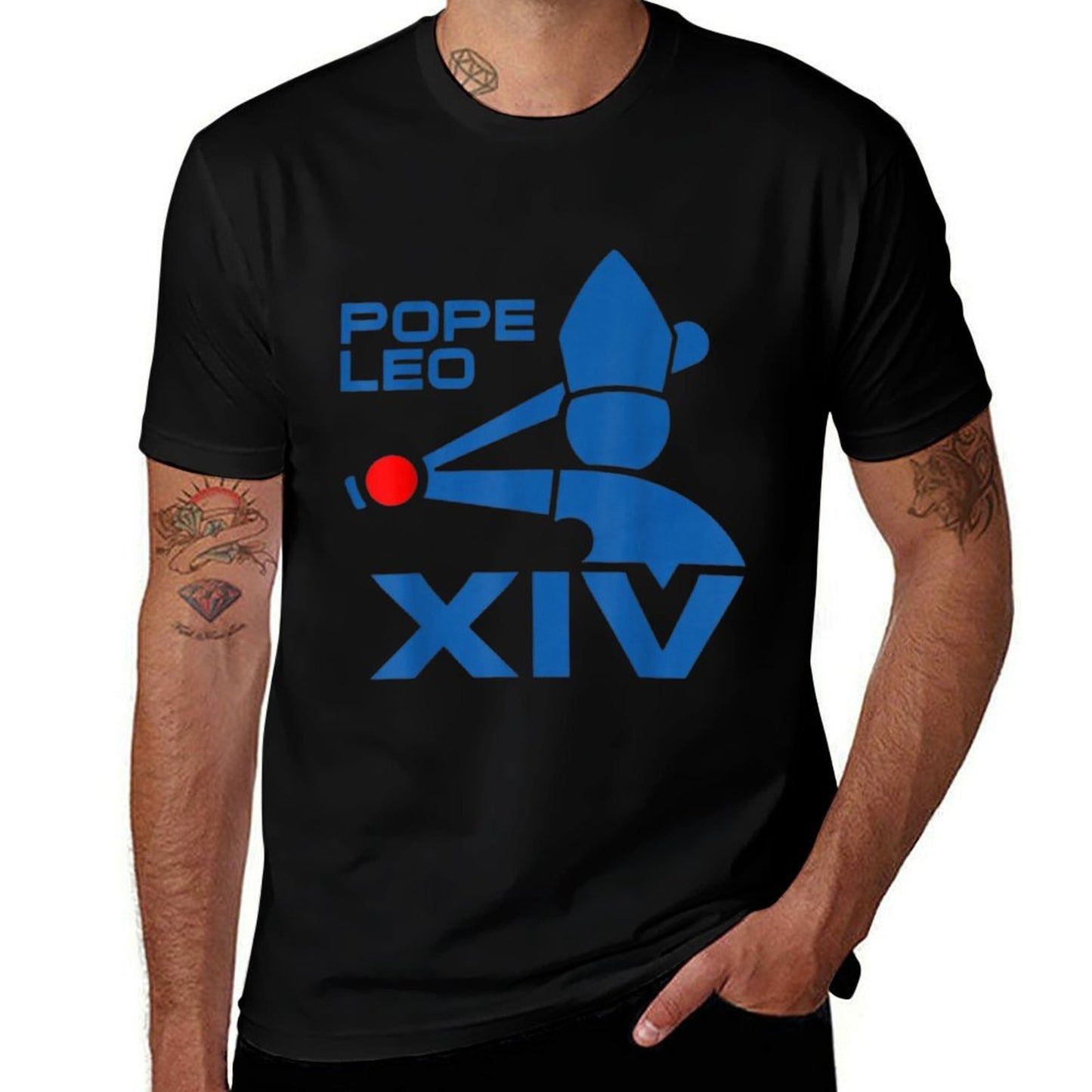 Da Pope Leo XIV Baseball  Ribbed Collar T-Shirt