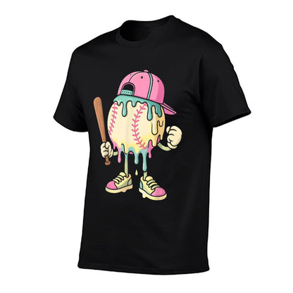 Ice Cream Drip Baseball Spots Baseball Drip For Girls  Cotton T-Shirt