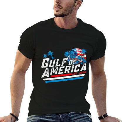 Retro Gulf Of USA America Est 2025 American Gulf Mexico  Rolled Sleeves T-Shirt
