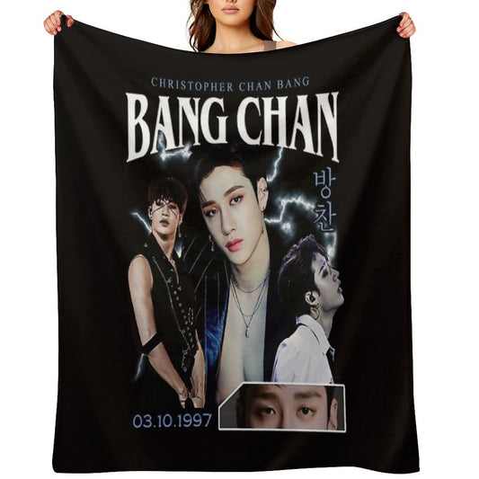 Bang Chan Shirt Vintage 90 Retro T Shirt Tee Throw Blanket