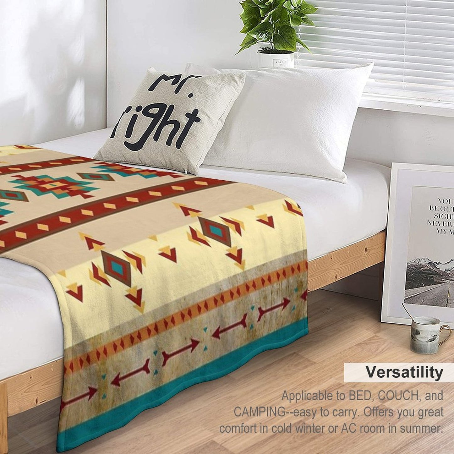 Southwestern Aztec Design - Native American Symbols In Brown, Blues And Terracotta Throw Blanket