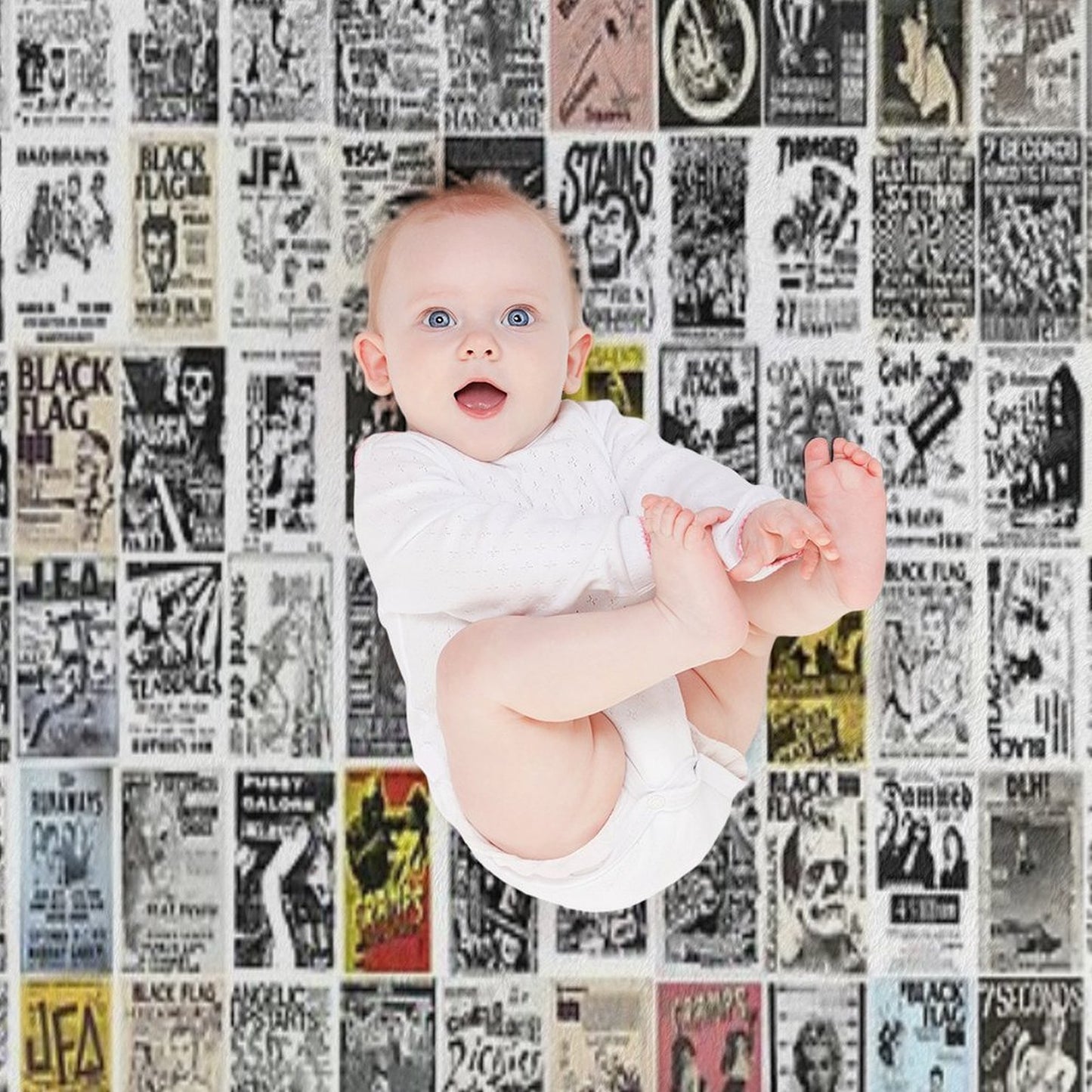 Vintage Punk Rock Flyers Throw Blanket