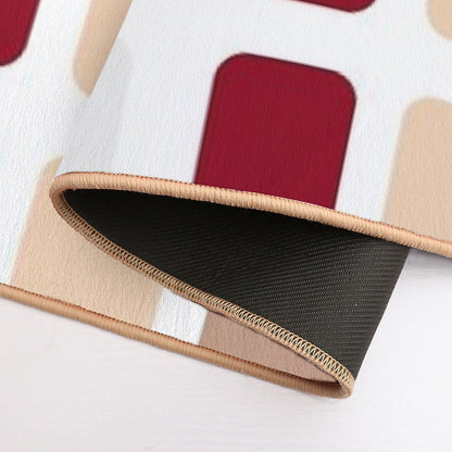 Red And Brown Rectangles Color Block Chic Bath Mat
