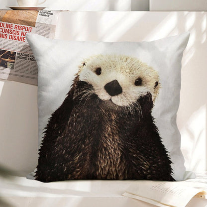 Otters Gonna Ott Linen Throw Pillow Cover