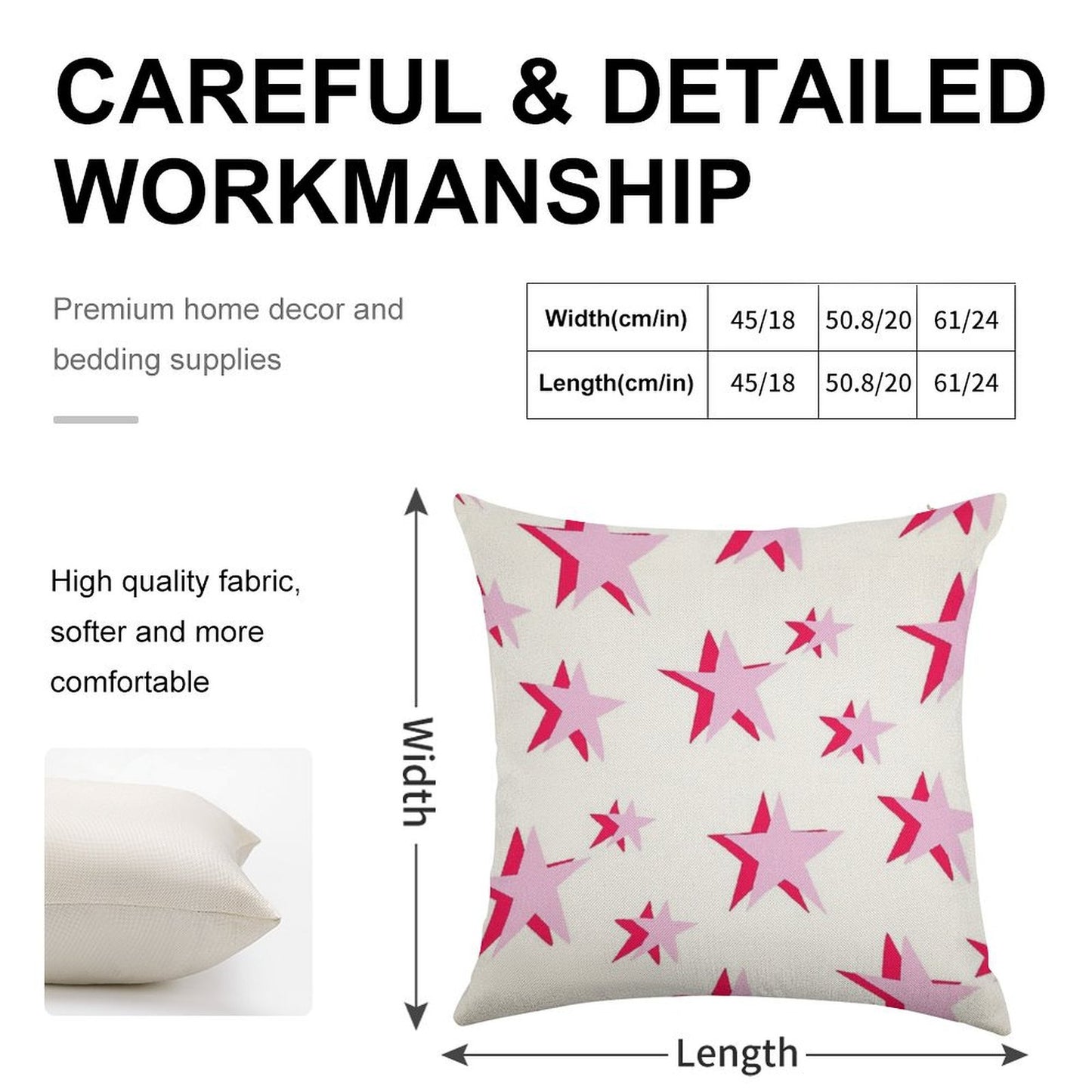 Pink And Red Vsco Star Pattern Linen Throw Pillow Cover
