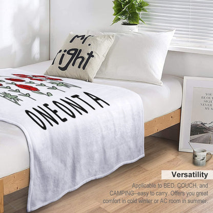 Oneonta Red Flowers DuoTone Throw Blanket