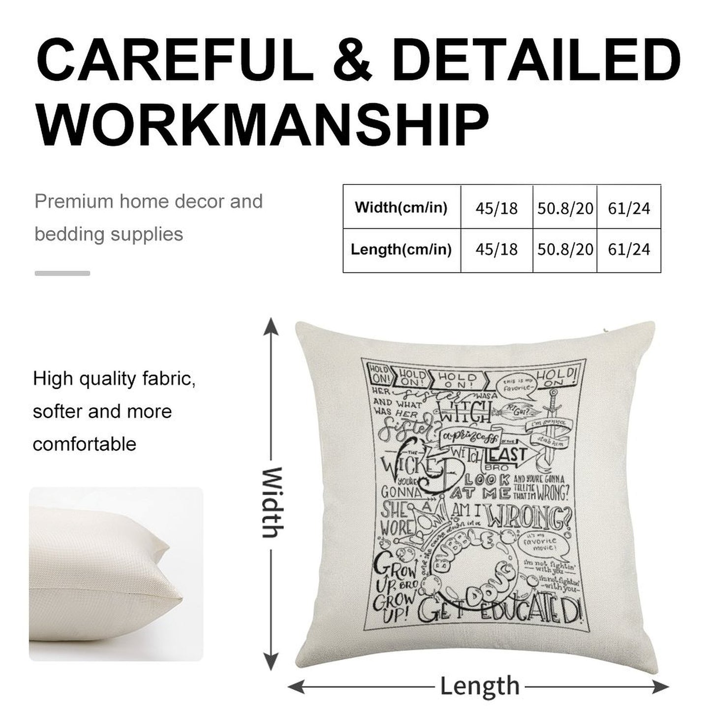 The Wicked Witch of The East Bro Hand Lettered Linen Throw Pillow Cover