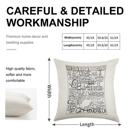 The Wicked Witch of The East Bro Hand Lettered Linen Throw Pillow Cover