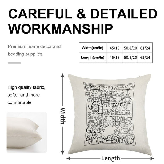 The Wicked Witch of The East Bro Hand Lettered Linen Throw Pillow Cover