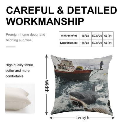 Jaws Photography Linen Throw Pillow Cover