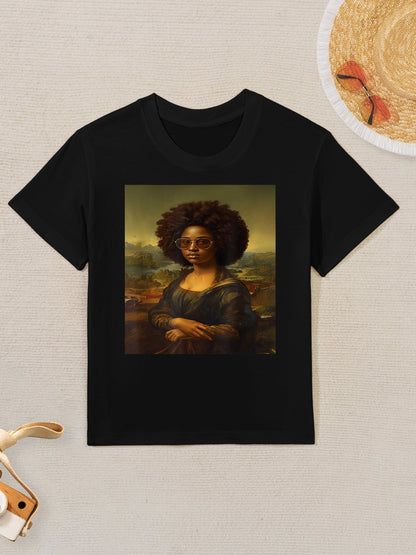 Black Mona Lisa Afro African American Black History Month Kids T-Shirt