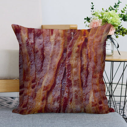 Fried Bacon Linen Throw Pillow Cover