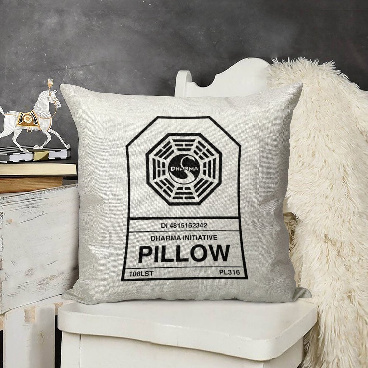 Dharma Initiative Pillow Linen Throw Pillow Cover