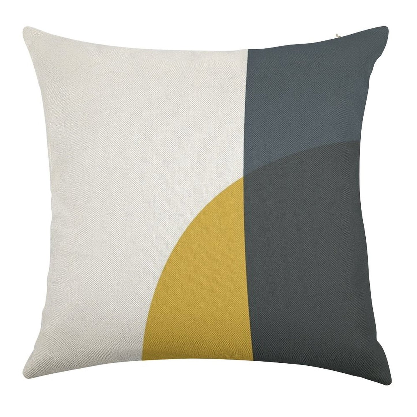 Abstract Geometric Minimalist 2 Navy Blue, Light Mustard Yellow, And White Linen Throw Pillow Cover