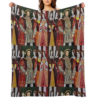 King Henry 8th And His Six Wives Throw Blanket
