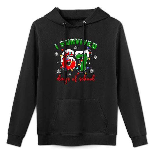 I Survived 67 Days of School Funny Christmas Teacher Student Relaxed Fit Hoodie