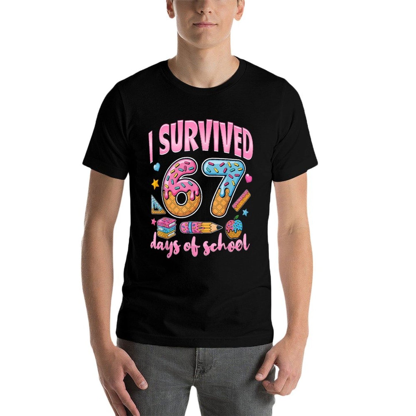 I Survived 67 Days of School Teachers Students  Graphic-printed T-Shirt