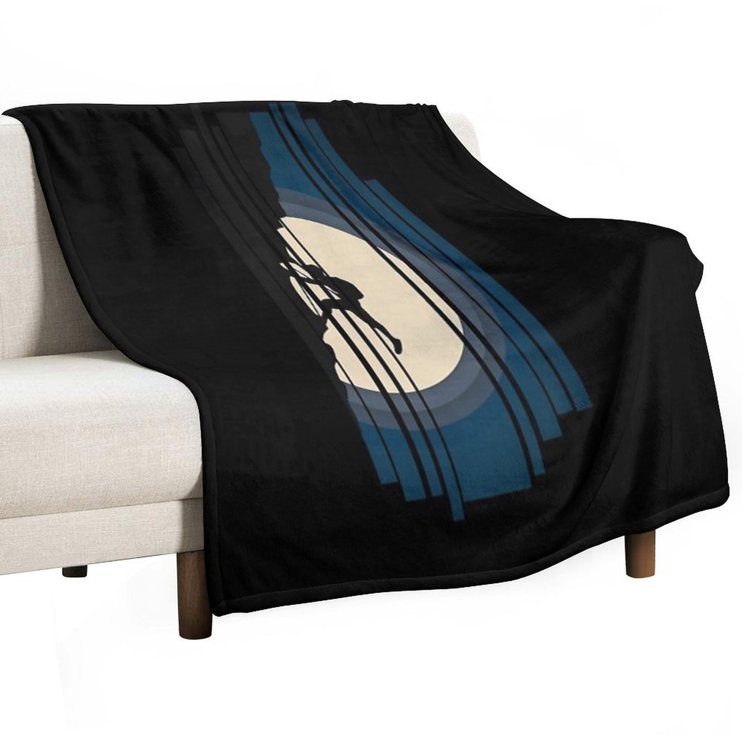 Moon Silhouette Lead. Rock Climbing Throw Blanket