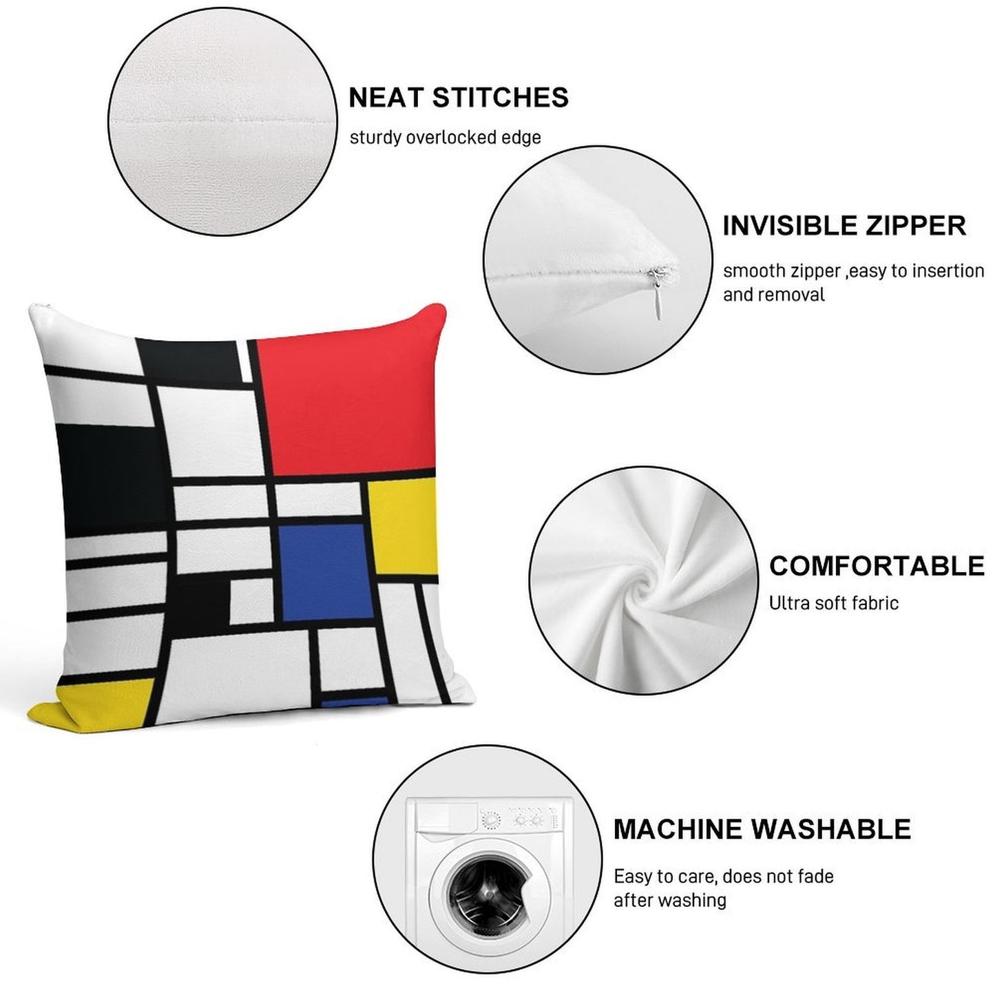 De Stijl #1 Soft Easy Maintenance Throw Pillow