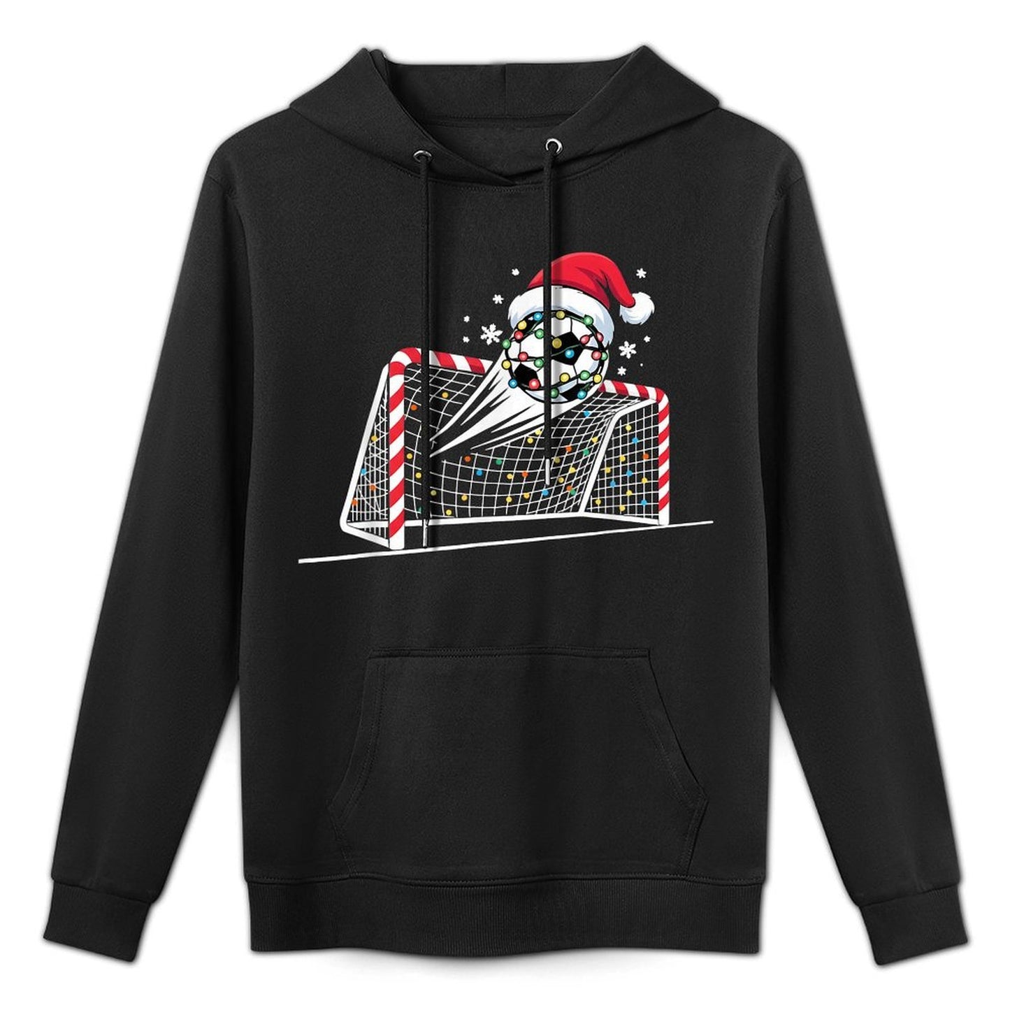 Christmas Soccer Goal Ball Lights Santa Xmas Kids Boys Men Easy Care Hoodie