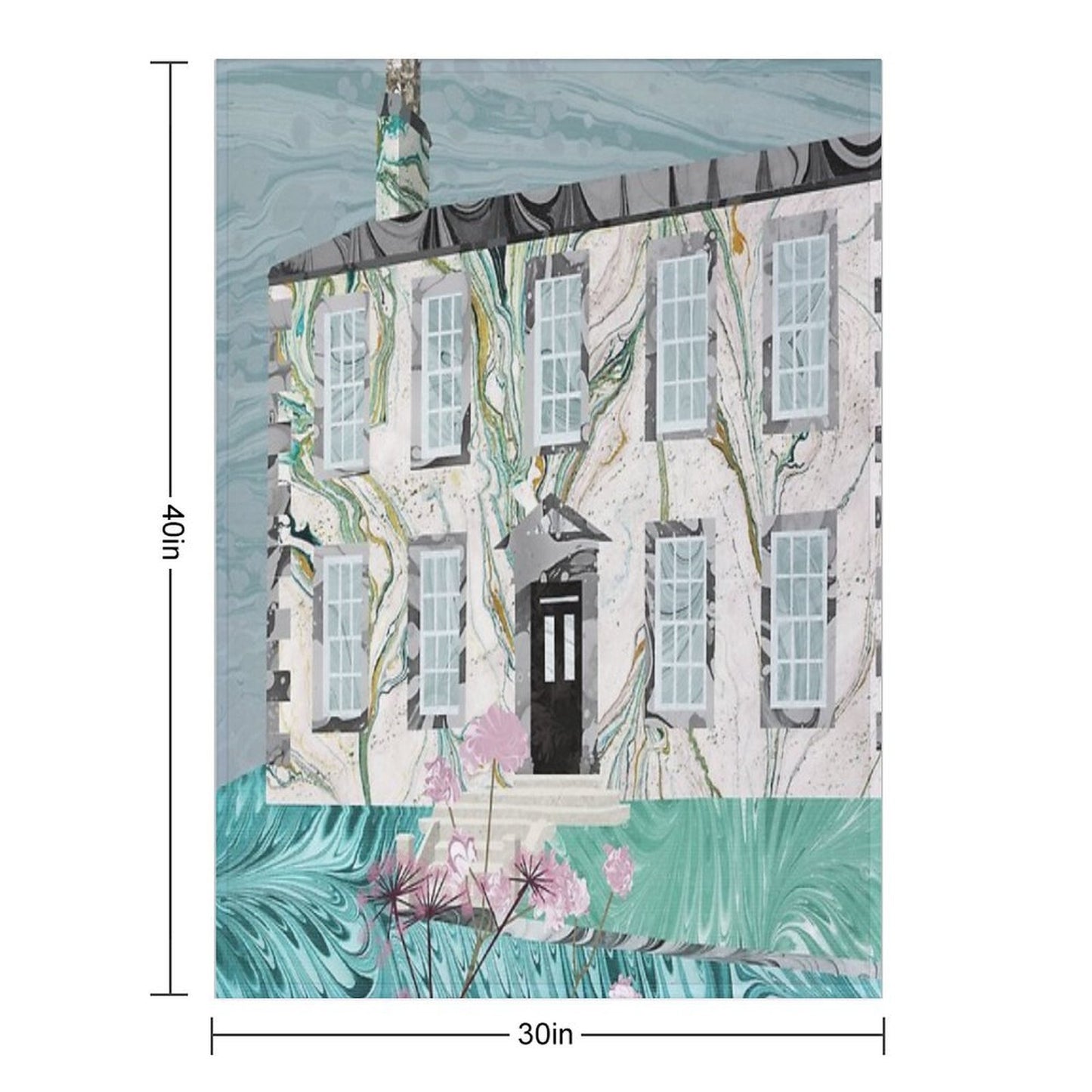 The Bronte Sisters' Parsonage,Haworth  Collage in Marbled Bookbinding Paper Throw Blanket