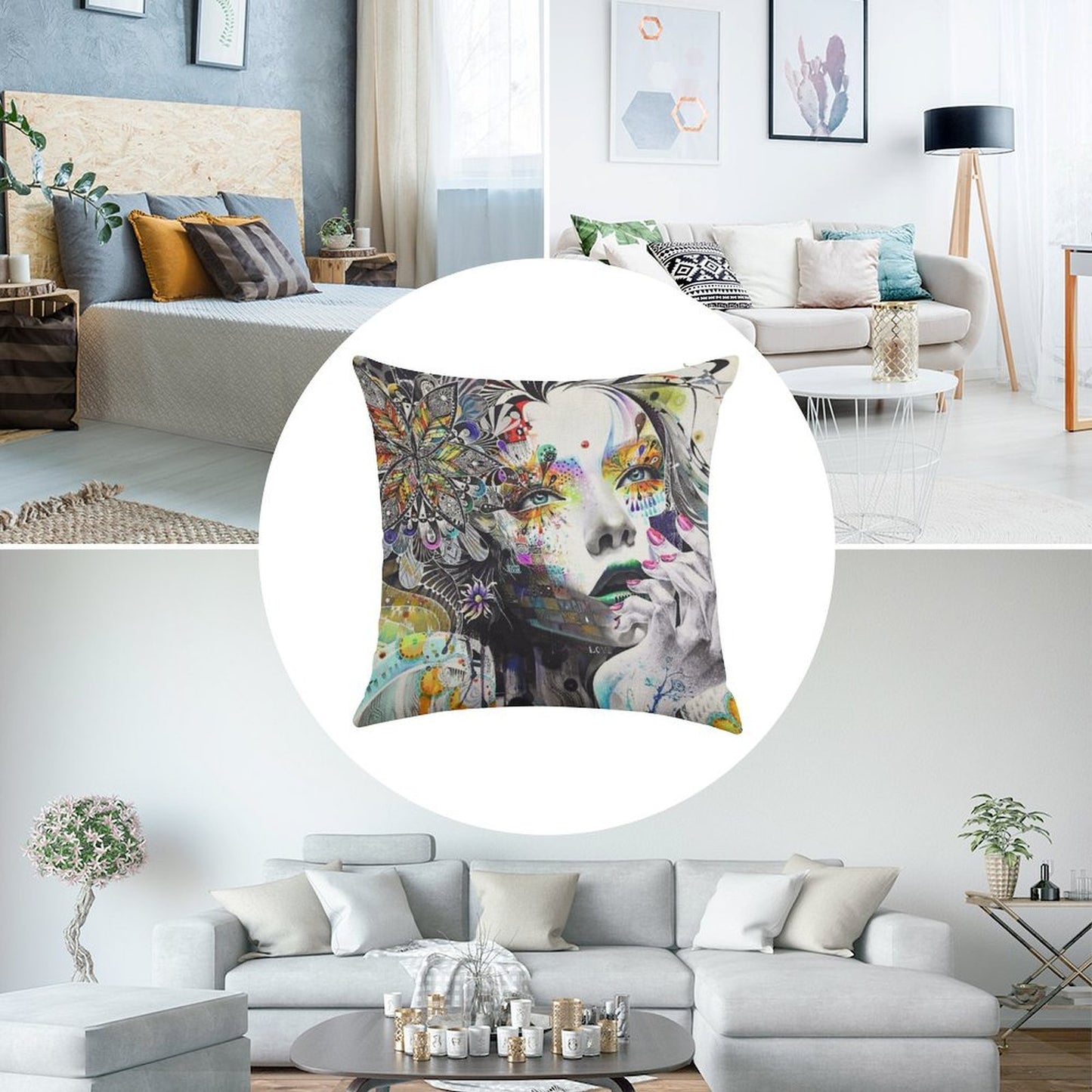 Banksy Urban Princess Graffiti Oil Painting Linen Throw Pillow Cover