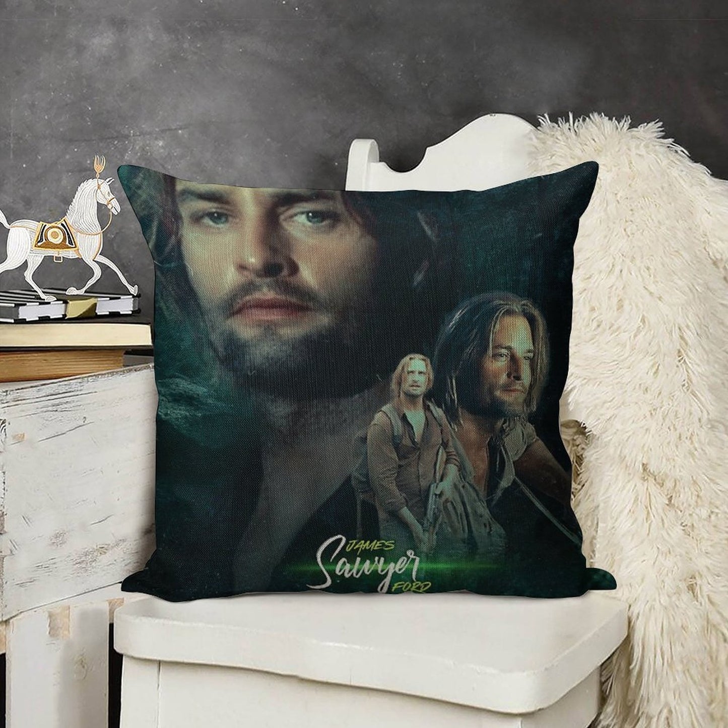 Josh Holloway James Ford Sawyer Lost Linen Throw Pillow Cover