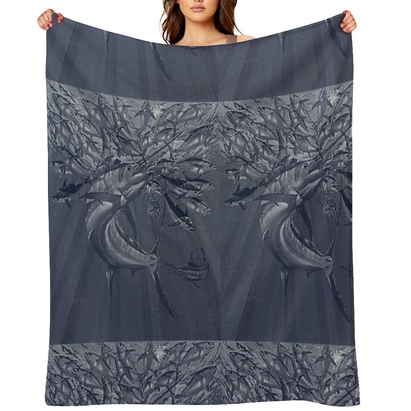 Blue Marlin Tuna Throw Blanket