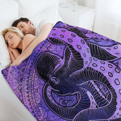 Octopus on Damask - Purple Edition Throw Blanket