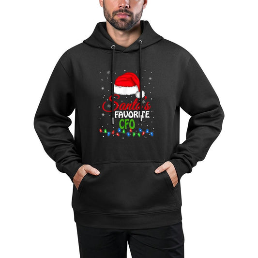 Santas Favorite CFO Santa Hat Lights. Funny Christmas Moisture-Wicking Hoodie