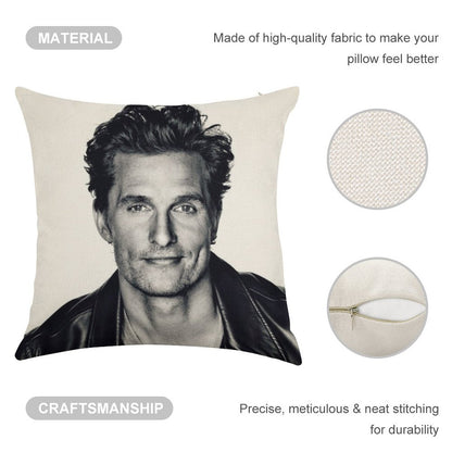 Matthew McConaughey Linen Throw Pillow Cover