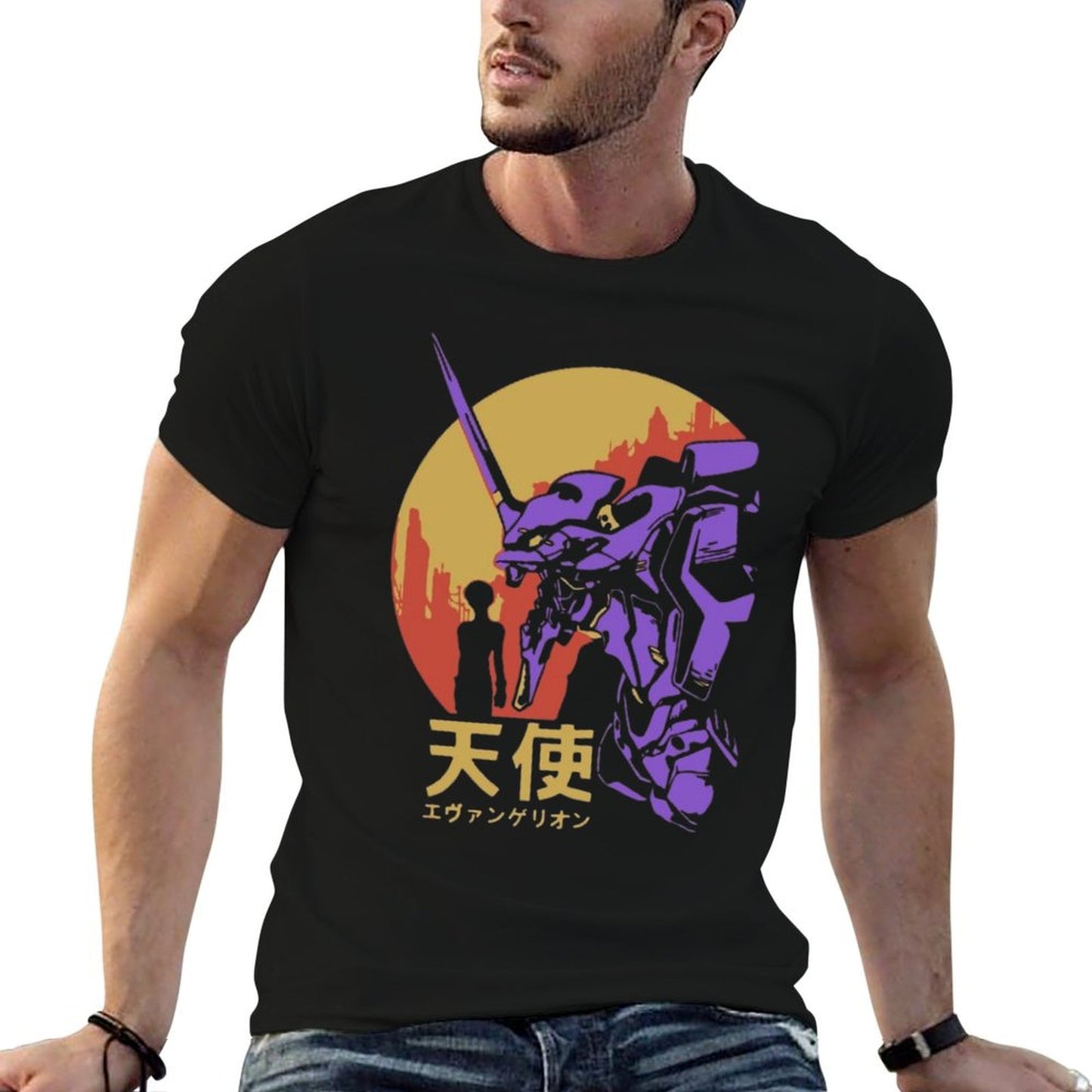 Neon Genesis Evangelion Retro Vintage  Graphic-printed T-Shirt