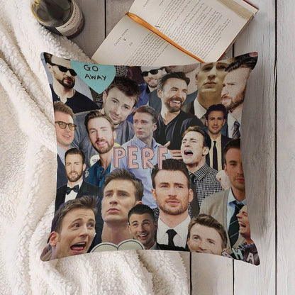 Chris Evans Collage Linen Throw Pillow Cover