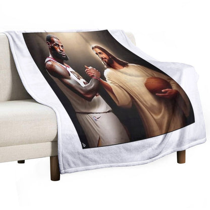 Lebron James + Jesus Throw Blanket