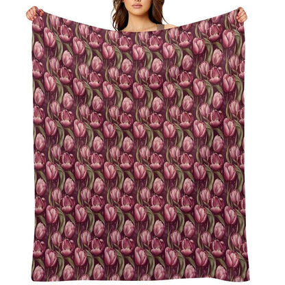 Pretty Pink Tulips Pattern Throw Blanket