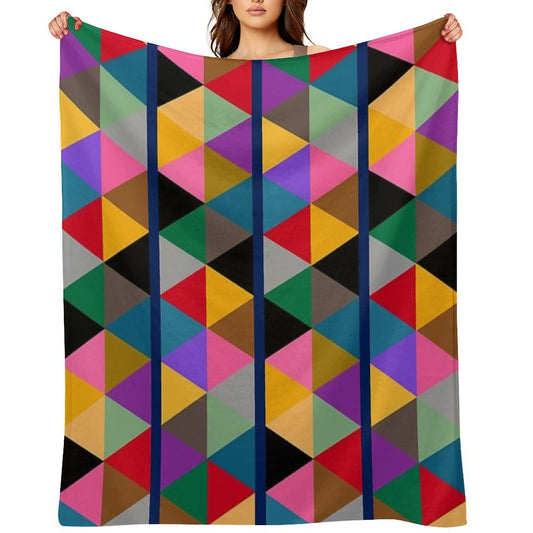 Geometric Bright Multi Colour Pattern Throw Blanket