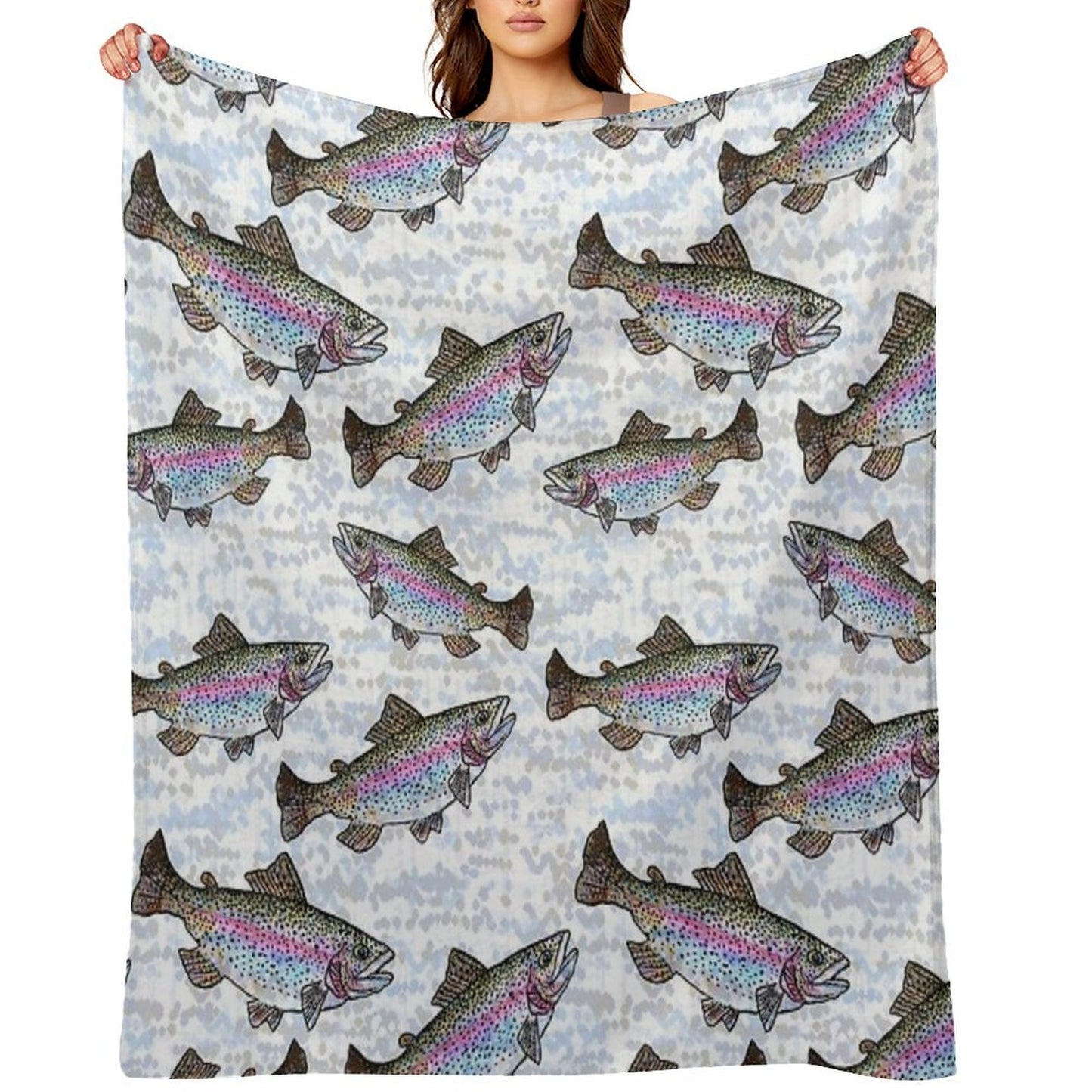 Rainbow Trout Fish Pattern Throw Blanket